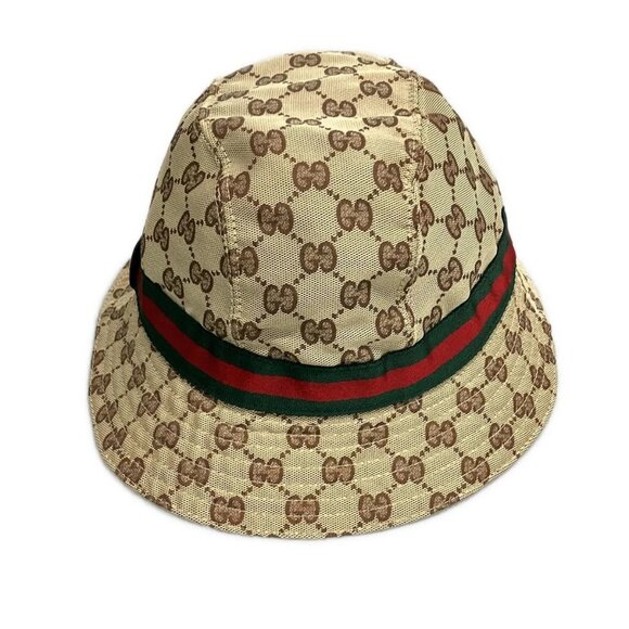 GUCCI Beige Dark Brown Multi Polyester Cotton Polyurethane Polyamide Hat - Picture 3 of 7